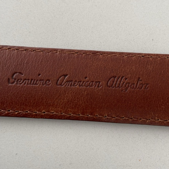 Ralph Lauren Sterling Silver Buckle & Brown Genuine Alligator Belt. - Picture 10 of 16